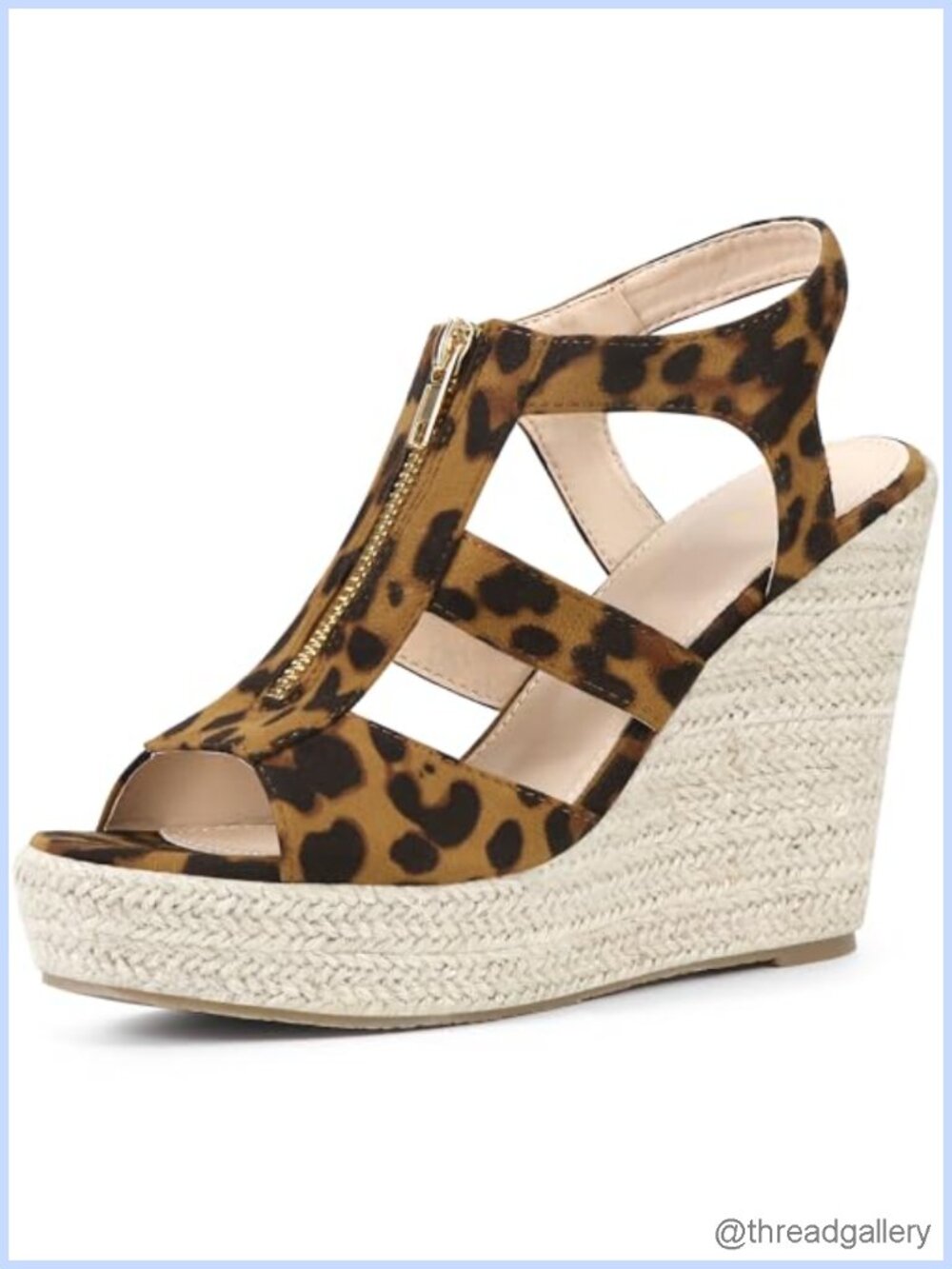 Faux Suede Platform Wedge Sandals Zip Open Toe Slingback Espadrilles Heels